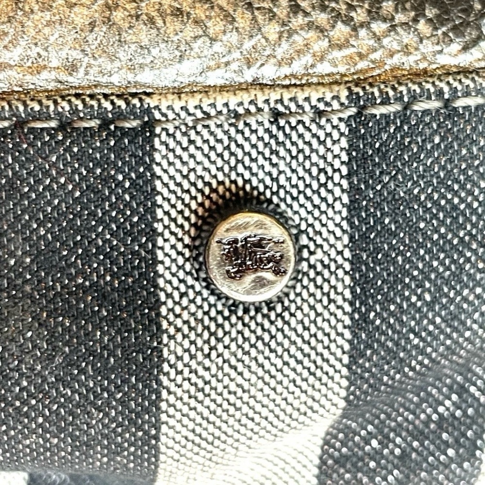 Burberry Byron Shimmer Check Gray Silver Metallic Plaid Tote - Picture 13 of 14